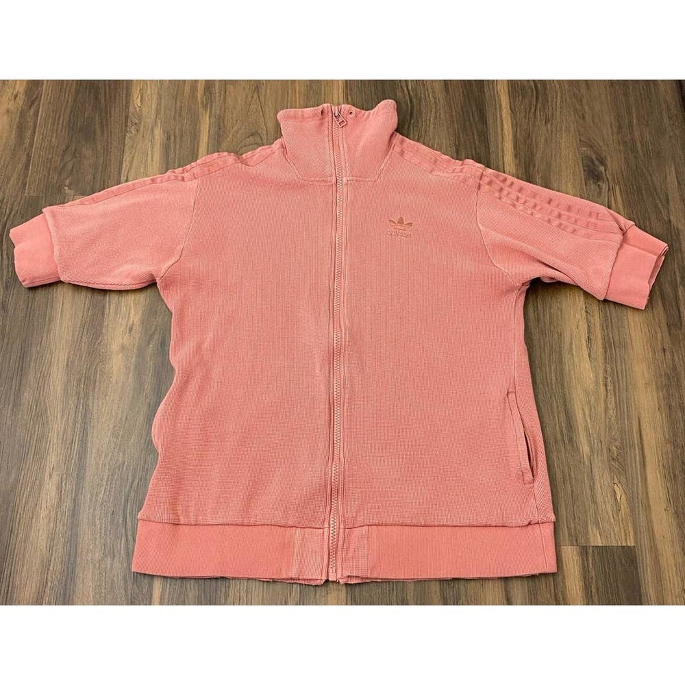Women Adidas Top Jacket Tubular Waffle knit full-zip cotton sport jacket, M